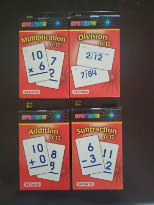 Multiplication, Division, Addition and Subtraction 0-12 Flash Cards Ages 8+
