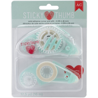 American Crafts Sticky Thumb Adhesive Runner & Refill-Permanent Solid  (2Pk)