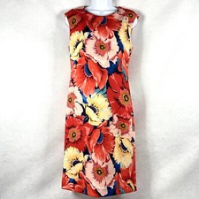 Tahari Dress Women’s 8 Red Sheath Scuba Floral Sleeveless Stretch NWOT