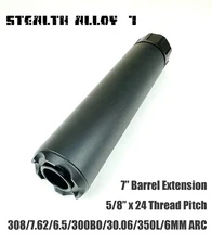 STEALTH ALLOY 7" 5/8"x24 Muzzle Brake Extension Tube for AEG GBB In Black