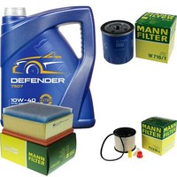 MANN-FILTER Inspektionspaket 5L Mannol Defender 10W-40 FüR Peugeot 206