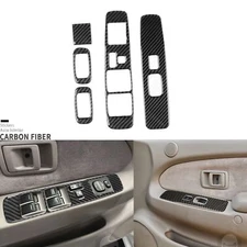 5Pcs Real Carbon Fiber Window Lift Switch Panel Cover For Toyota Tacoma 2001-04