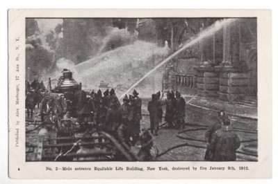 Equitable Life Building New York destroyed by fire 1912 vintage postcard #2