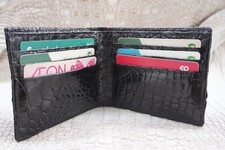 Black Double Side Genuine Crocodile Leather Skin Men's Bifold Wallet