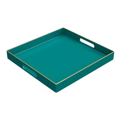 Decorative Tray Green Serving Tray with Handles Coffee Table Tray Square Plas...