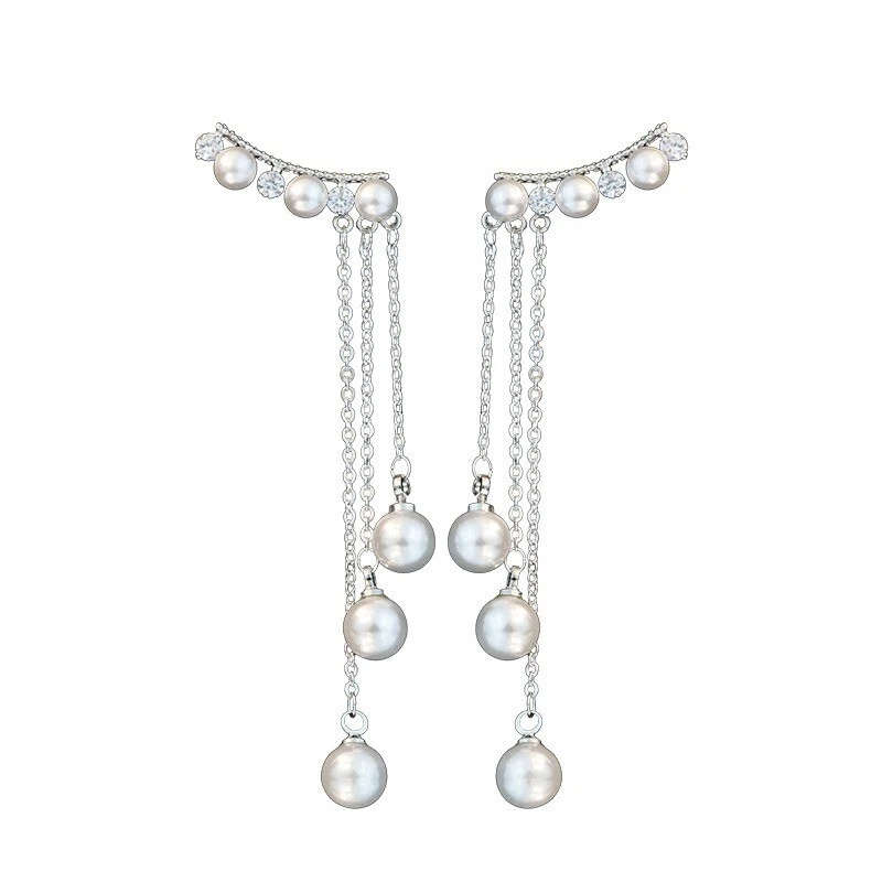 Ohrringe versilbert Perlen Damen Frauen Tropfen Elegant Geschenk - Bild 2 von 4