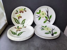 8 Joni Dixie Dogwood Blue Ridge Dessert Bread Plates Hand Painted USA