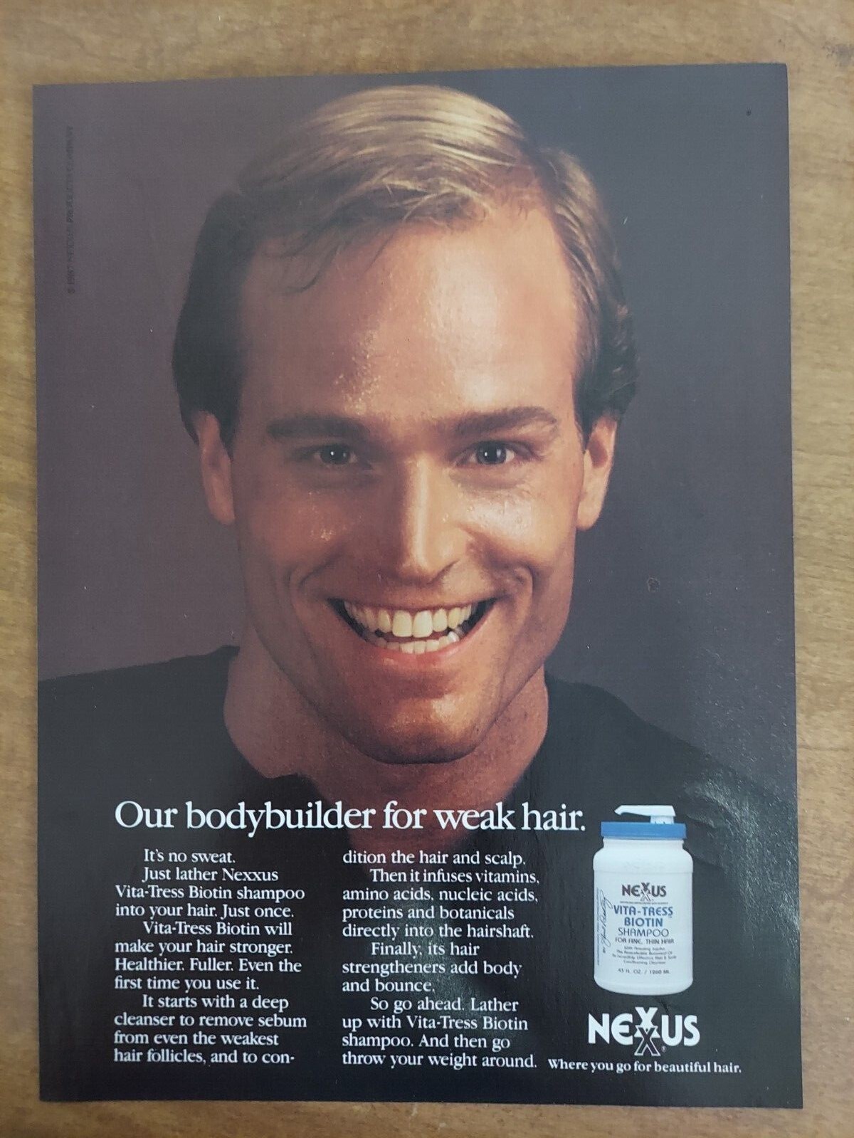 Vita Tress Biotin Shampoo Bodybuild Weak Hair Nexxus 1987 Vintage Print Ad