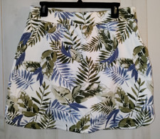 NEW WOMENS CROFT  BARROW LEAF PRINT KNIT PULL ON SKORT W/ POCKETS SIZE M