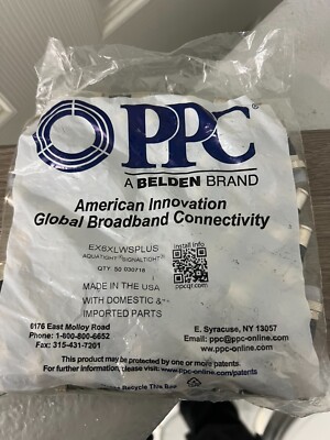 LOT OF 400 PPC EX6XLWSPLUS RG6 AQUA-TIGHT COMPRESSION CONNECTORS BELDEN SEALED