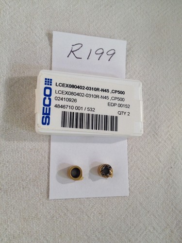 2 NEW SECO LCEX 080402-0310R-N45 CARBIDE INSERTS. GRADE: CP500 {R199 ...