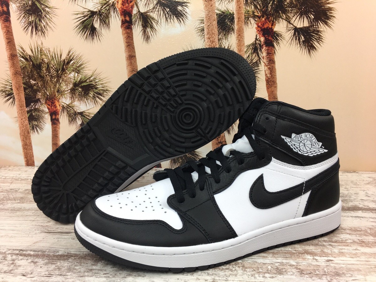 Nike Air Jordan 1 High Panda Golf Shoes Black White DQ0660-101