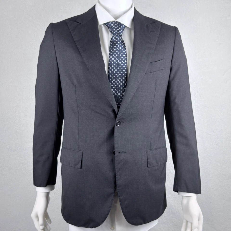 Abrigo deportivo Cesare Attolini gris solapas pico raro hombros parisinos 48IT G2U Foto 2 de 4