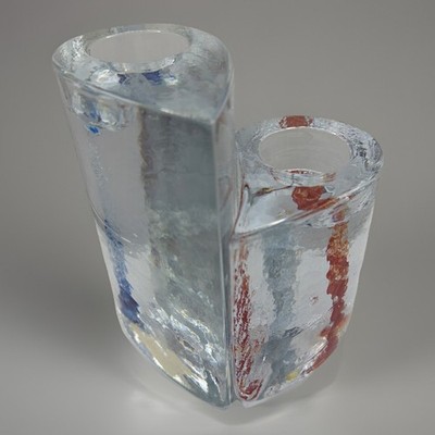 KOSTA BODA Sweet Heart Perfect Together Glass Candle Holders Kjell Engman Sweden