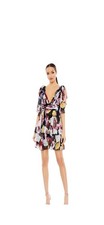 Mac Duggal 55837 Evening Dress Size 14 NEW Authentic Floral Print Ruffled Bow