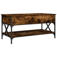Couchtisch RäUchereiche 100X50X50 Cm Holzwerkstoff Und Metall