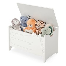 Coffre à Jouets en Bois avec Couvercle Chambre Enfant Blanc