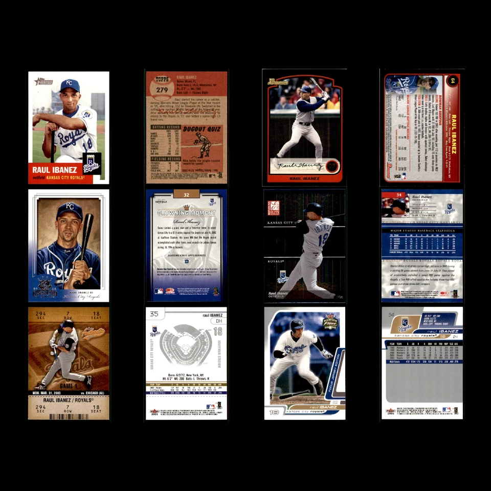 Lote 59 tarjetas de béisbol diferentes de Raúl Ibáñez 1996-2014 SEA/KCR/PHI/NYY Foto 4 de 4