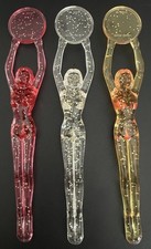 Vintage Nude Lady Glitter Swizzle Sticks Set of 3 Pink Clear Amber Hong Kong
