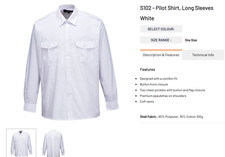 White pilot shirt with epaulettes unisex