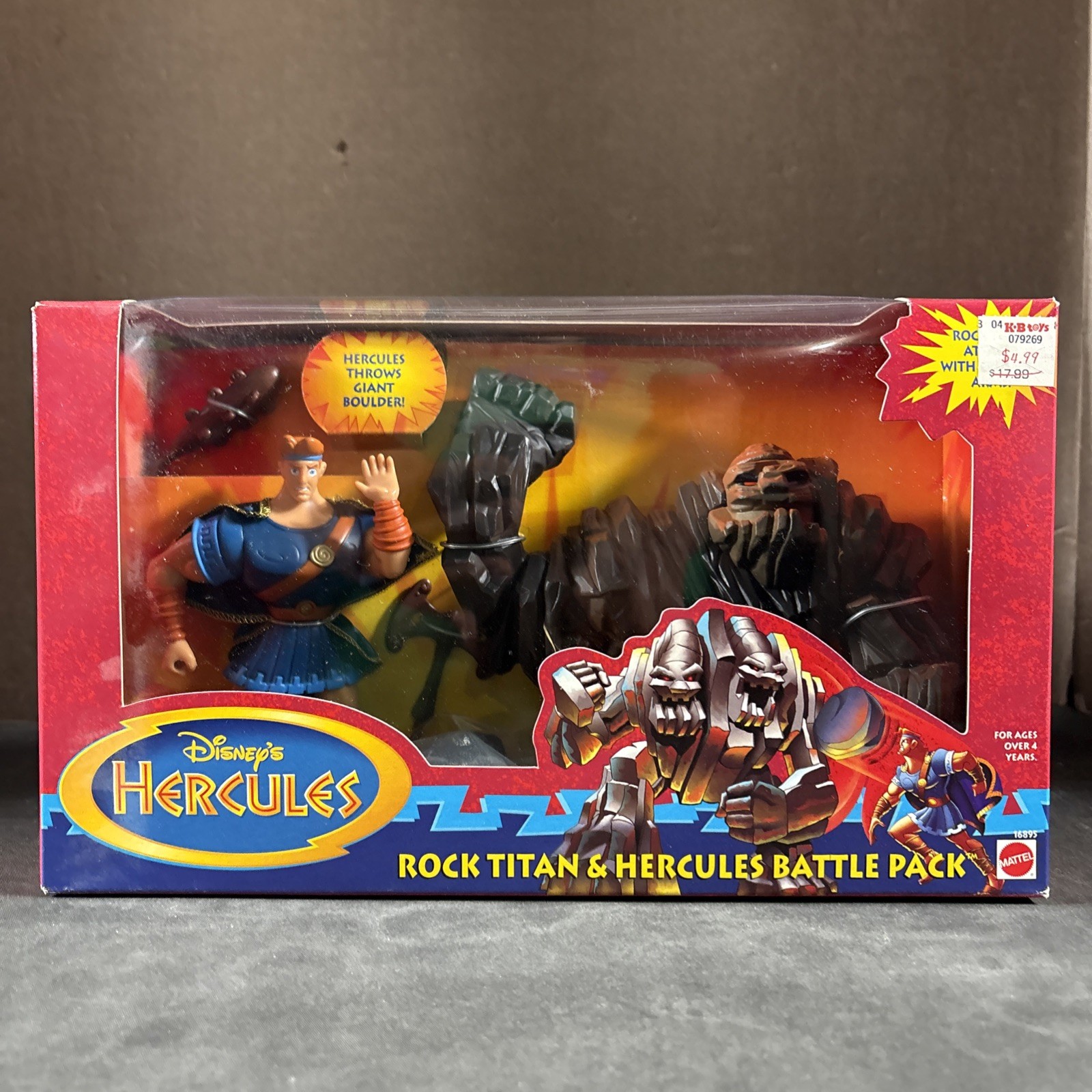 HERCULES & ROCK TITAN ACTION FIGURE BATTLE PACK DISNEY VINTAGE MATTEL LOOSE FACE
