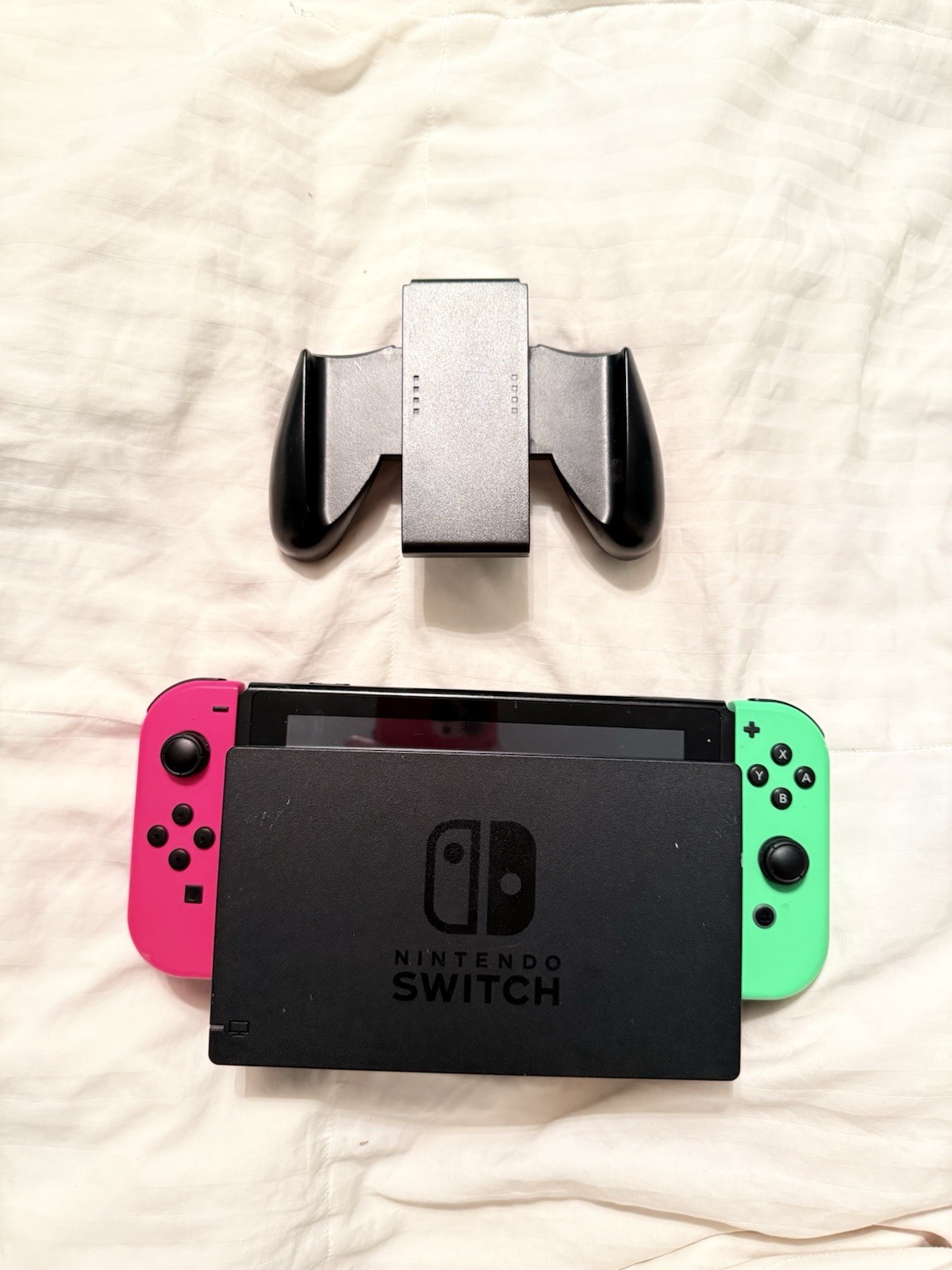 Nintendo Switch HAC-001 26 GB w/ Pink Green Joy-Cons, Dock, Grip, 225 GB SD Card