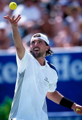 Goran Ivanisevic of Croatia at a men's singles match at the Austra- Old Photo