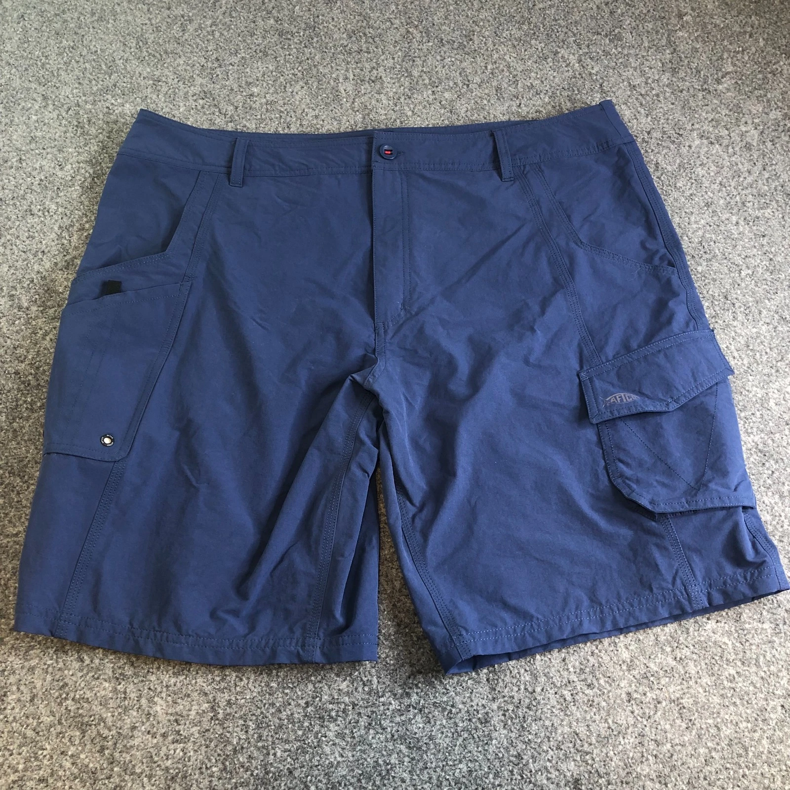 Aftco Shorts Men 40 Blue Cargo Nylon Boating Deck Travel Fisherman Tech