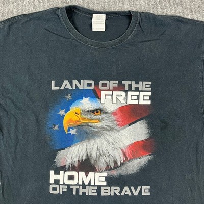 Gildan TShirt Mens Size L Black Patriotic Eagle USA Flag Graphic Short Sleeve