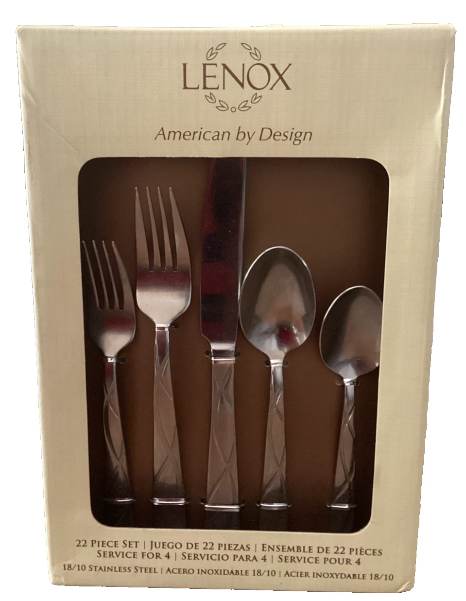 Lenox VIBE Flatware 22 Piece Set - 4 Place Settings plus Serving 18/10 Stainless