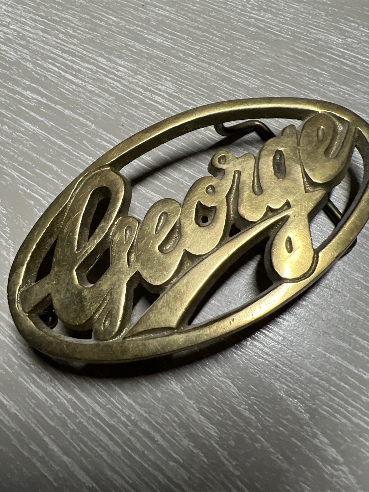 Vintage Solid Brass George Script Cursive Spell-O… - image 2