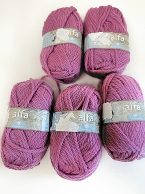ALFA Sandnes Garn Yarn Wool Mohair  50g Skein Dusty Mauve 5pc Lot