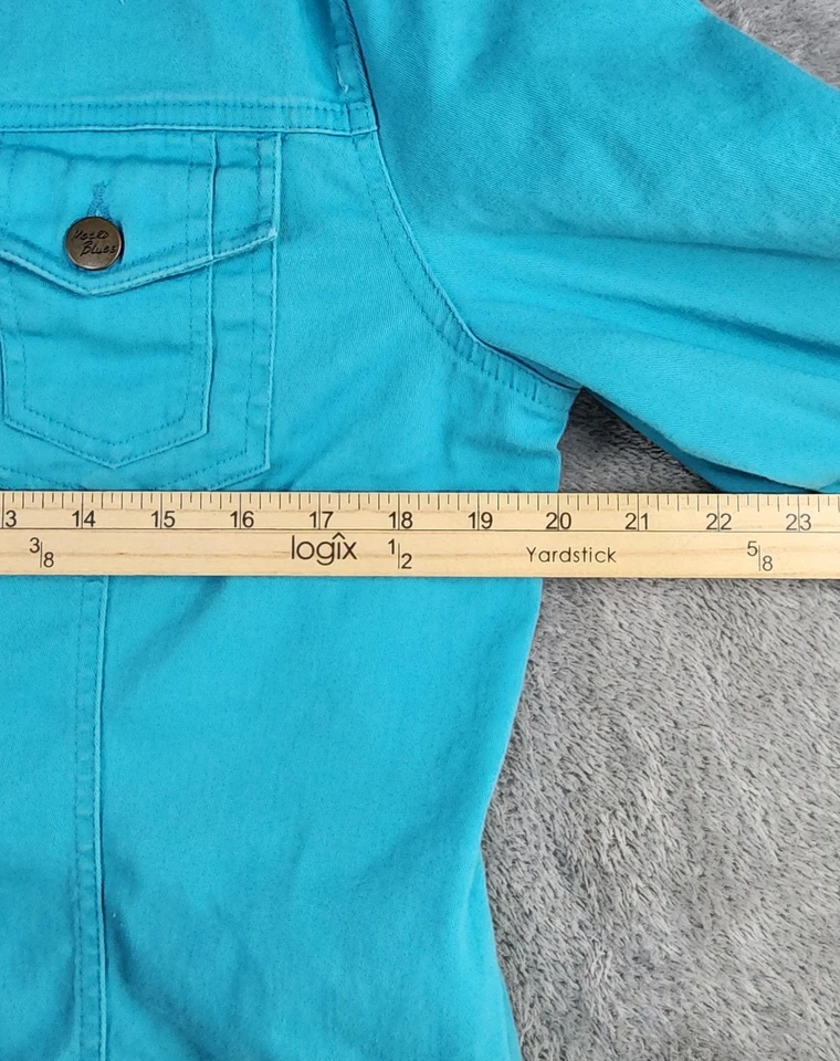 Chaqueta Metro Blues Mujer 14 Turquesa Denim Camionero Elastizada Informal Botón Delantero Foto 4 de 4
