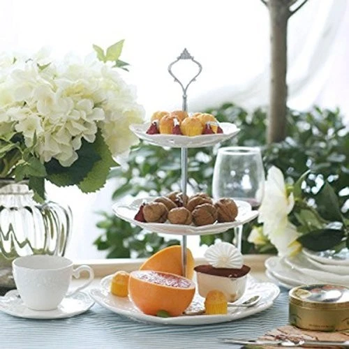 Soporte para cupcakes - Soporte para pasteles de porcelana blanca de 3 niveles - Soporte para cupcakes -... Foto 4 de 4