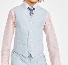 Nautica Little Boys Glen Plaid Vest, Shirt and Tie, 3 Piece Set - Teal Size 7