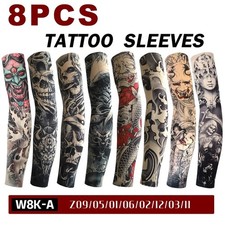 8 PCS Temporary Tattoo Sleeves Body Art Cooling Fake Slip On Arm Sun Protector