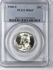 1946-S Washington Quarter : PCGS MS65 Blazing White