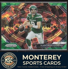 Aaron Rodgers 2023 Panini Prizm Fireworks Prizms Green Ice #F-7 New York Jets