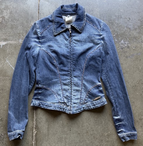 Vintage Versace Jeans Couture Denim Jacket Y2K 2000s Women’s Size Small Euc