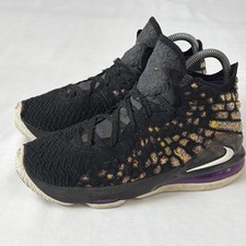 Nike LeBron XVII 17 Lakers Sneakers 5Y Black/White/Eggplant/Amarillo BQ5594-004