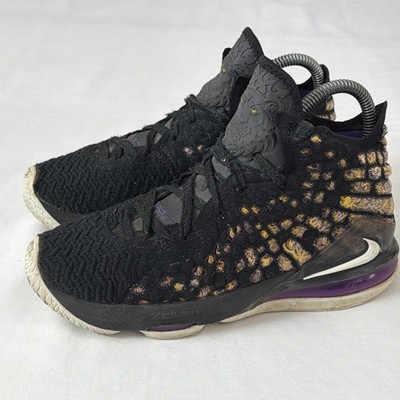 Nike LeBron XVII 17 Lakers Sneakers 5Y Black/White/Eggplant/Amarillo BQ5594-004