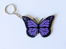 Purple Monarch Butterfly Keychain Animal Keyring Backpack Charm Nature Lover Gif