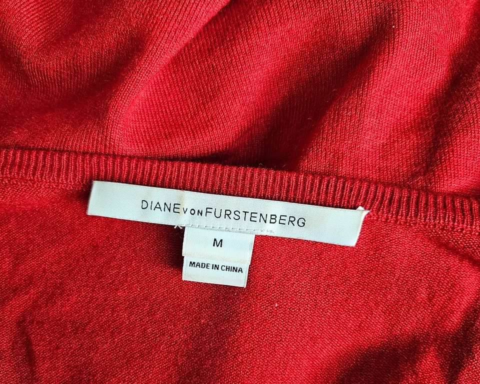 Diane Von Furstenberg Red Wrap Around Woman Cardigan - Image 4 of 4