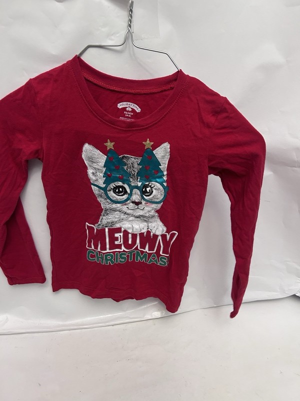 Holiday Time Kids Meow Christmas XS long sleeve tshirt