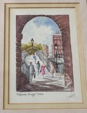 Philip Gray Fine Art Print Halfpenny Bridge Dublin Ireland in Mount for Framing