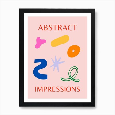 Abstract Impressions Poster 1 Pink  Framed Wall Art Poster Canvas Print Picture
