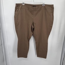 Susan Graver Weekend Pant Womens Jasper Brown Crop Stretch Pullon 4X Petite