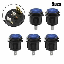 SPST Rocker Switch Set of Five with Blue LED Light for 12 Volt Systems