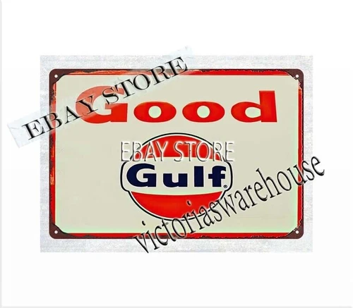 good Gulf oil gas automotive metal tin sign clear plaque