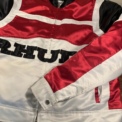 RHUDE SATIN BLACK WHITE AND RED RHACING JACKET MENS SIZE